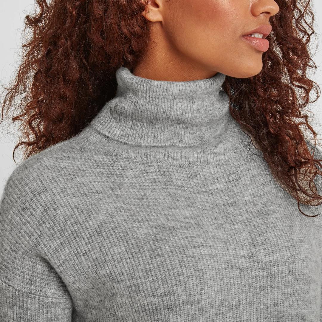 Tog24 Mina Womens Chunky Rollneck Jumper - Light Grey