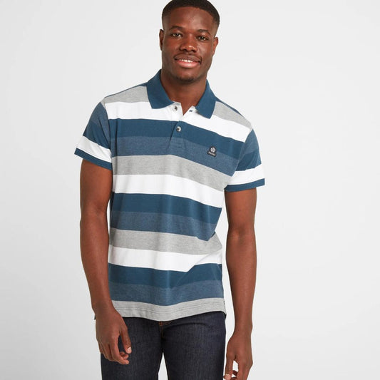 Tog24 Palin Mens Pique Polo Shirt - Lagoon Blue Stripe