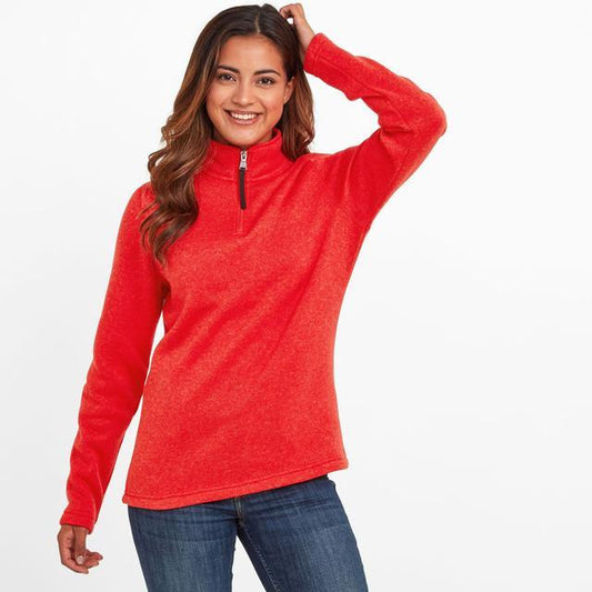 TOG24 Pearson Knitlook Fleece Zip Neck - Dark Coral