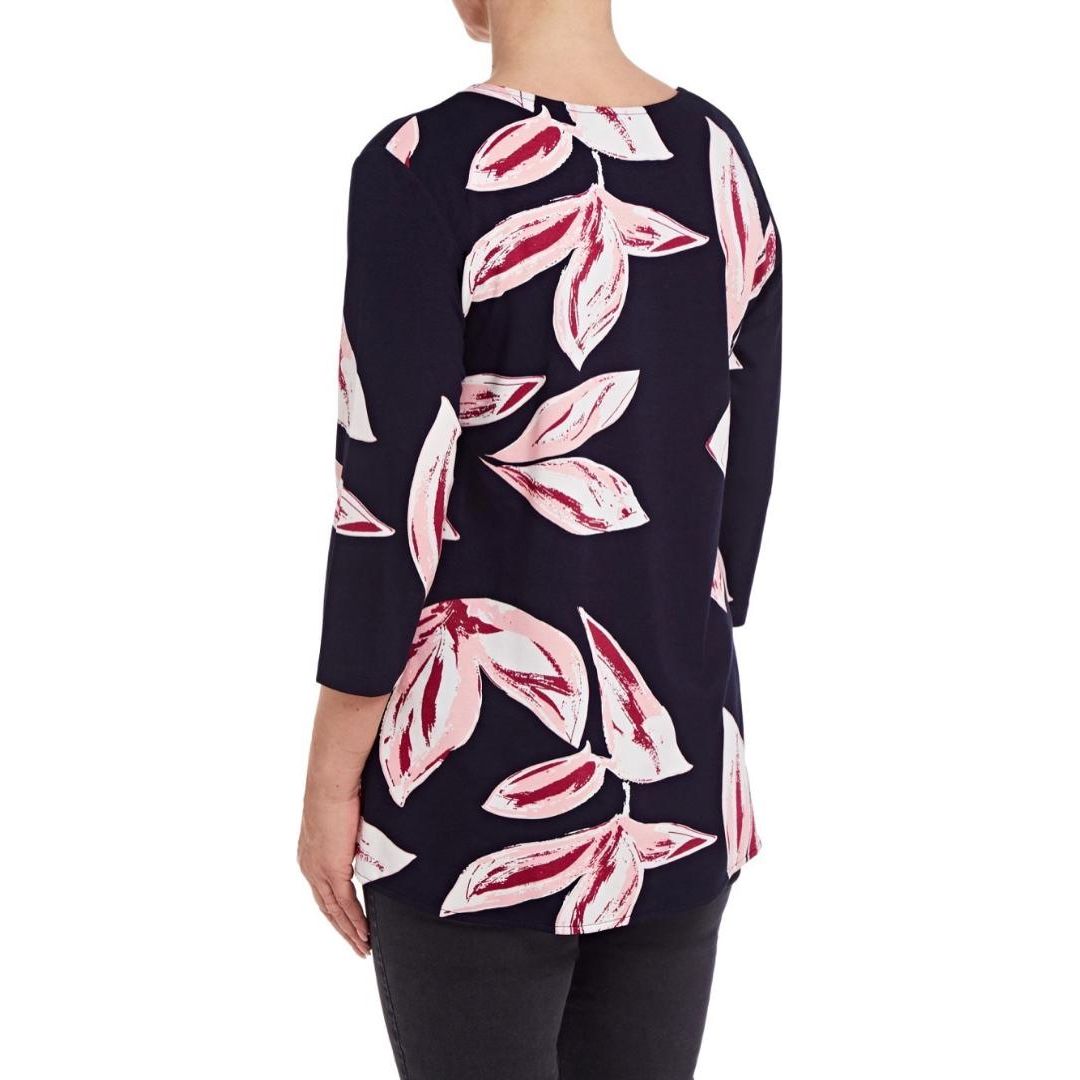 VIZ-A-VIZ Navy Floral Print Tunic