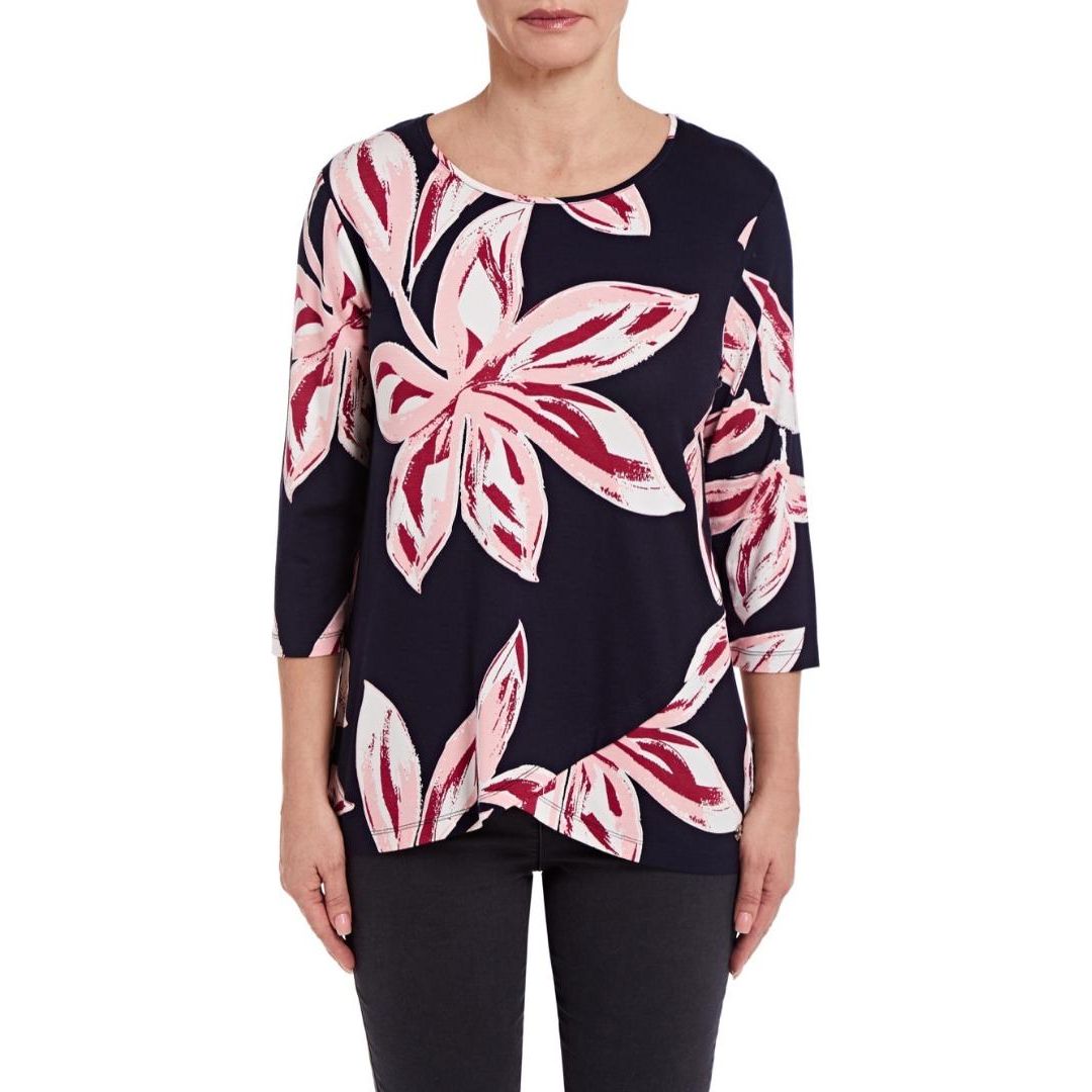 VIZ-A-VIZ Navy Floral Print Tunic